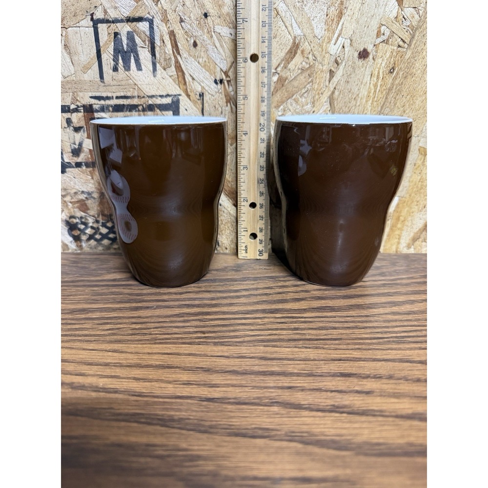 Set of 2 Starbucks Coffee by Aida Brown Double Wall Ceramic Tumbler Mugs 2008